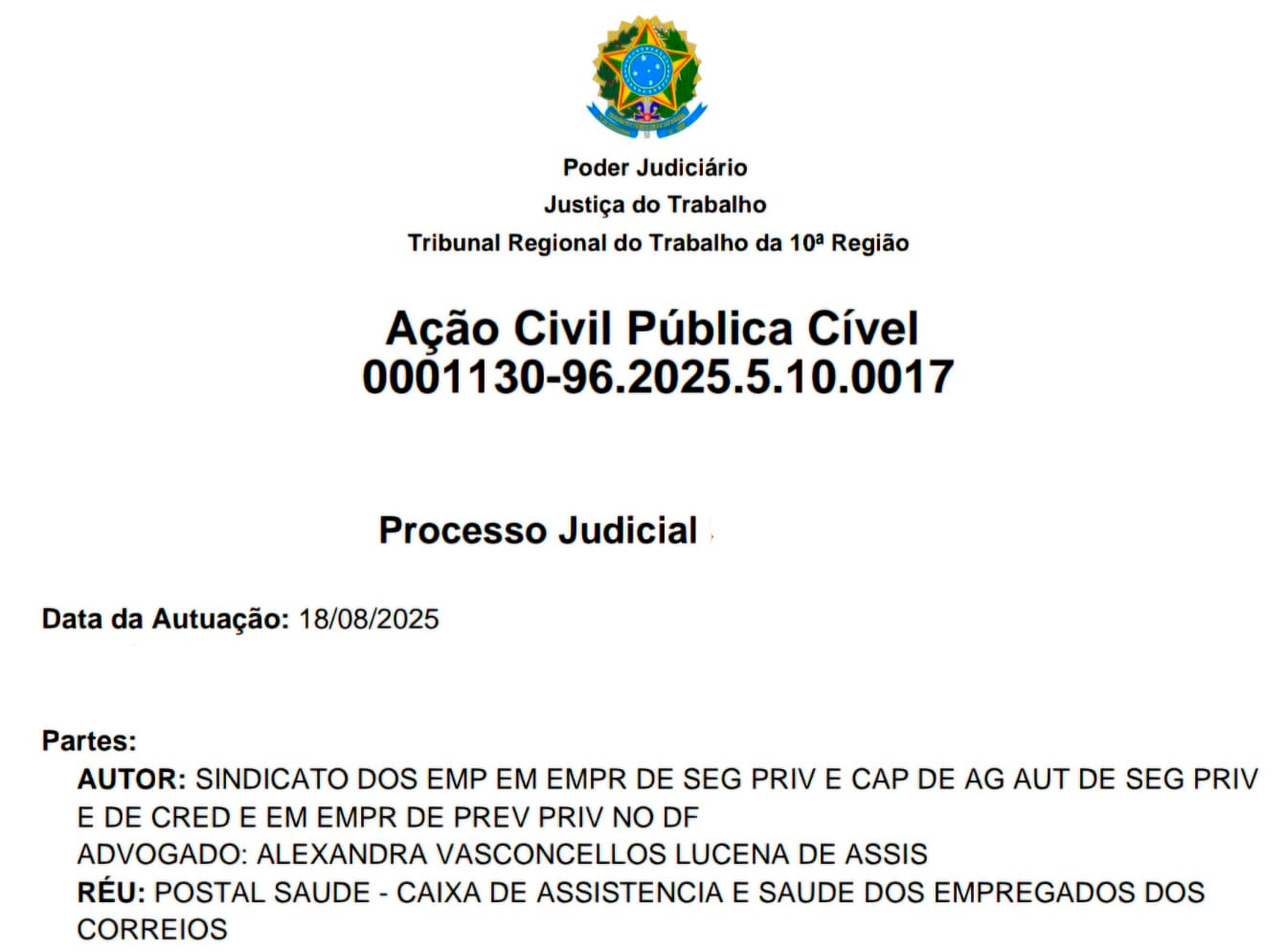Decisão judicial reforça o papel do Sindicato como único representante legítimo dos trabalhadores da Postal Saúde