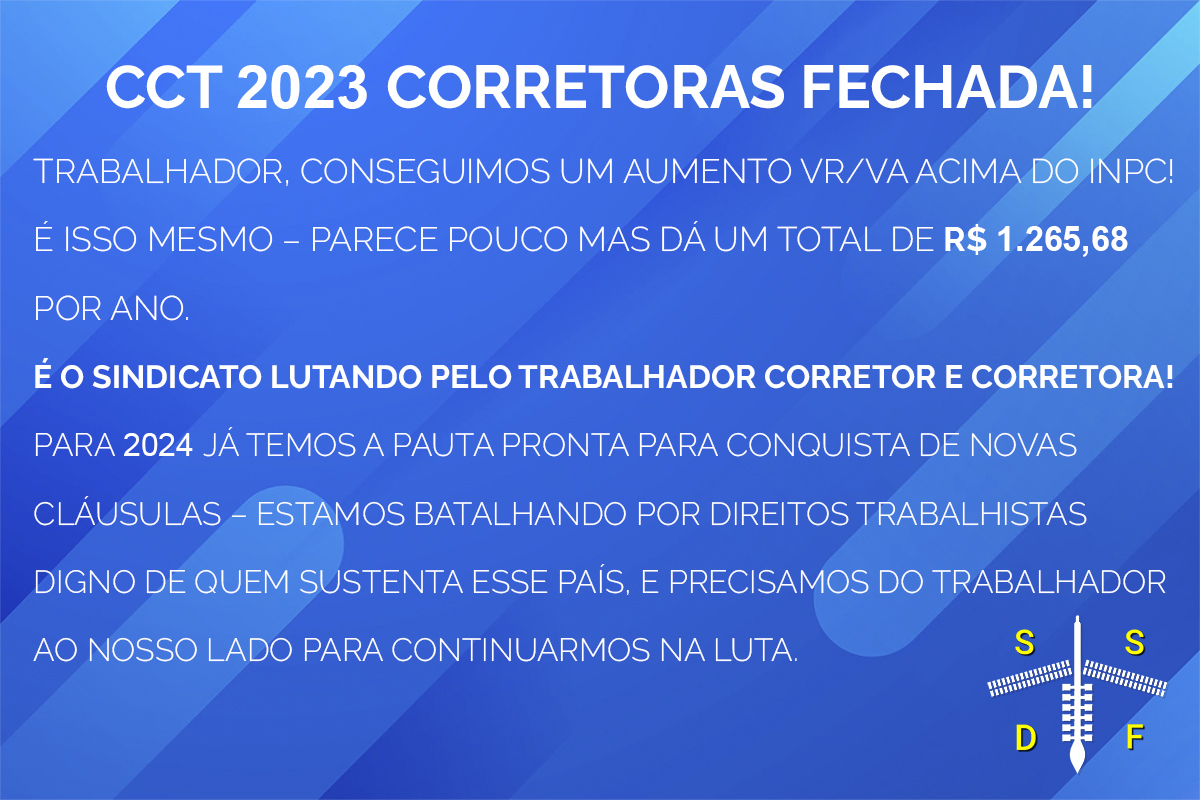 CCT 2023 CORRETORAS FECHADA!